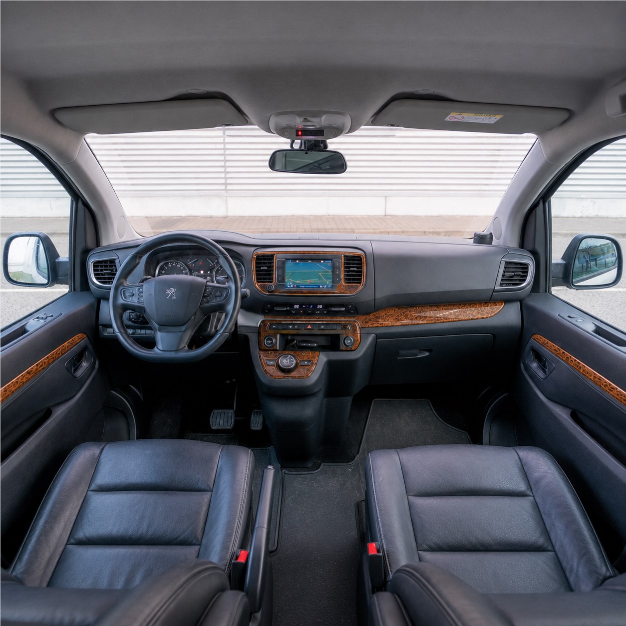 Peugeot Expert cockpit with dark burl wood dashboard trim