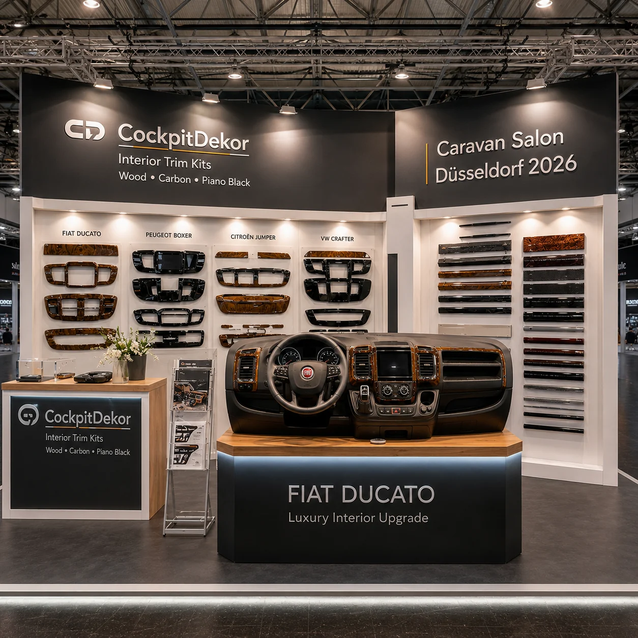 CockpitDekor exhibition stand concept with full-size cockpit display